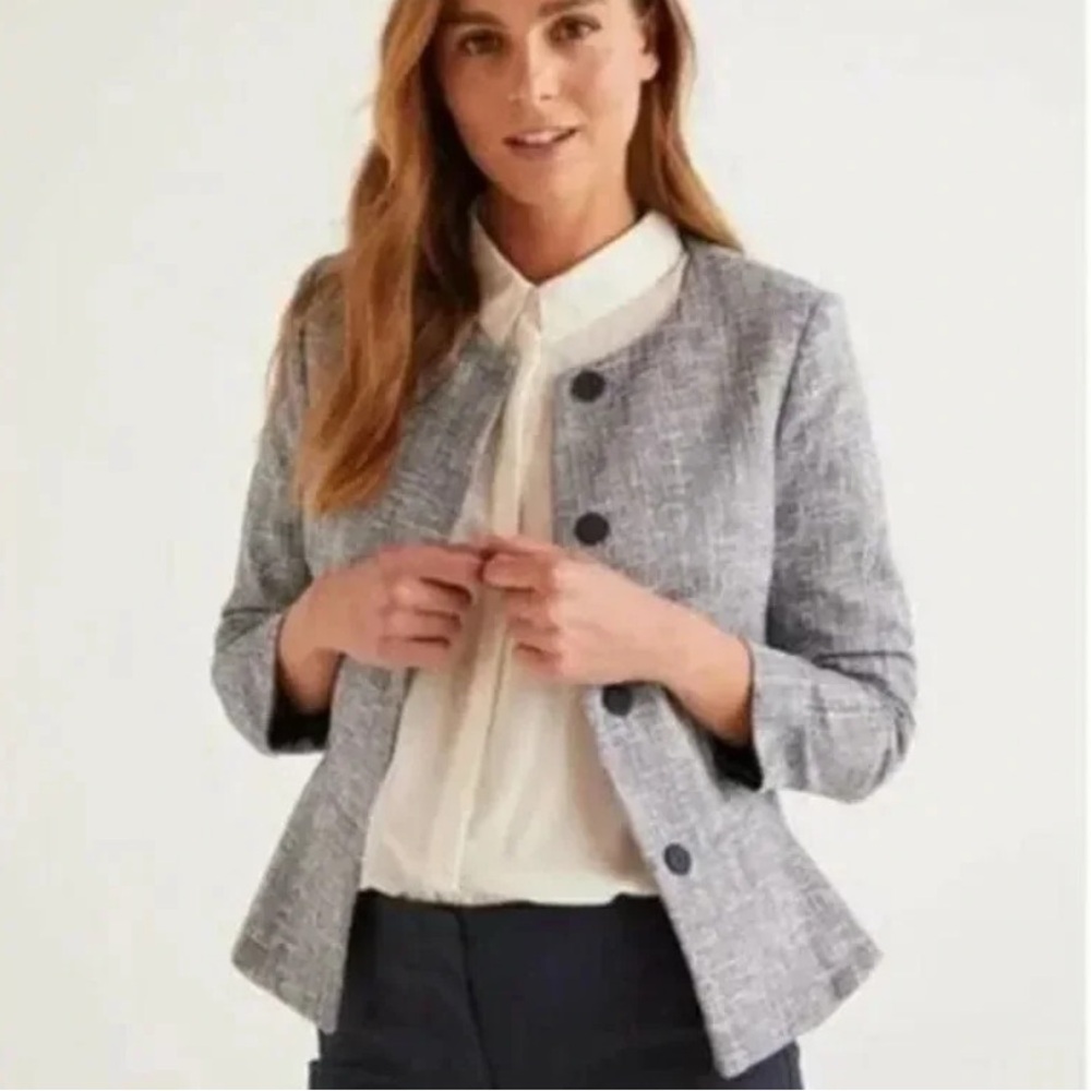 Boden Polperro Tweed Peplum Blazer